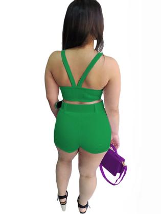 Imagem de Conjunto Cropped Alcinha Short Saia Com Cinto Modinha Blogueira