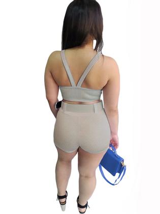 Imagem de Conjunto Cropped Alcinha Short Saia Com Cinto Modinha Blogueira