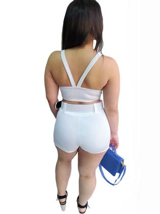 Imagem de Conjunto Cropped Alcinha Short Saia Com Cinto Modinha Blogueira