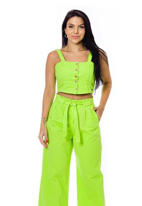 Imagem de Conjunto Cropped e Calça Pantalona Sem Elastano