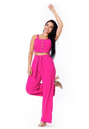Imagem de Conjunto Cropped e Calça Pantalona Sem Elastano