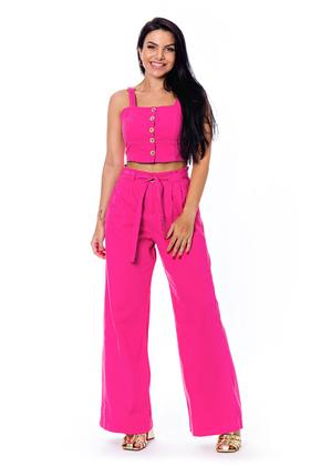 Imagem de Conjunto Cropped e Calça Pantalona Sem Elastano