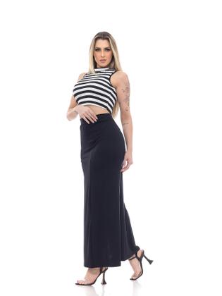 Imagem de Conjunto Cropped e Saia Longa com Fenda Black Premium - Preto Docce Mulher