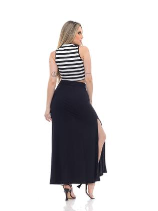 Imagem de Conjunto Cropped e Saia Longa com Fenda Black Premium - Preto Docce Mulher