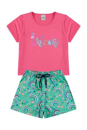 Imagem de Conjunto Cropped Infantil Unicorn Fofo Rosa