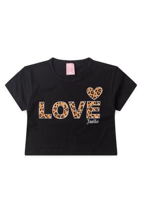 Imagem de Conjunto Cropped Infantil Verão Feminino Love Onçinha - Preto