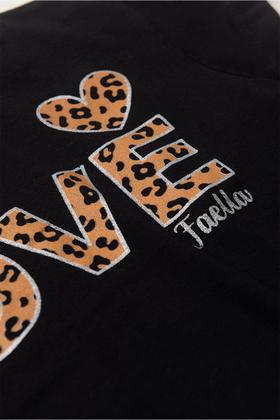 Imagem de Conjunto Cropped Infantil Verão Feminino Love Onçinha - Preto