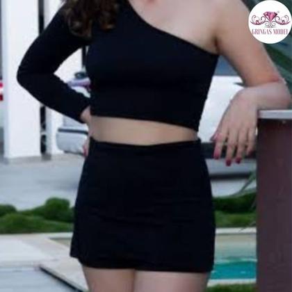Imagem de Conjunto Cropped um Ombro só + Saia Reguladora