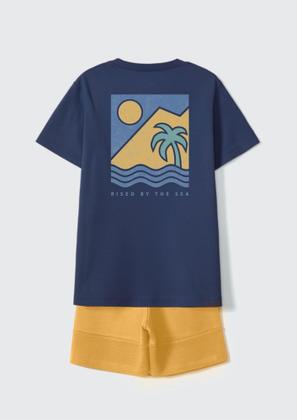 Imagem de Conjunto Curto Infantil Menino Com Estampa - Azul