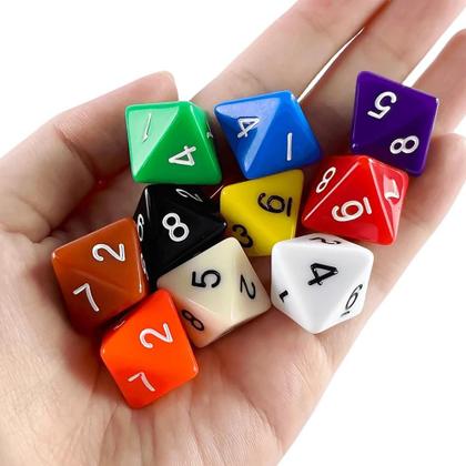 Imagem de Conjunto de 10 Dados Poliédricos de 15,5 mm (D8) para RPG - TRPG e DND