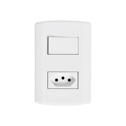 Imagem de Conjunto de 10 Interruptores de 1 Tecla Simples e Tomada 2p+t 20a , Modular, com Placa 4x2 e Suporte