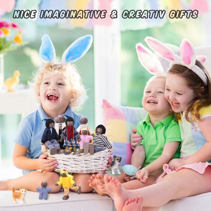 Imagem de Conjunto de 10 Mini Bonecas de Madeira Skylety - Figuras de Pessoas