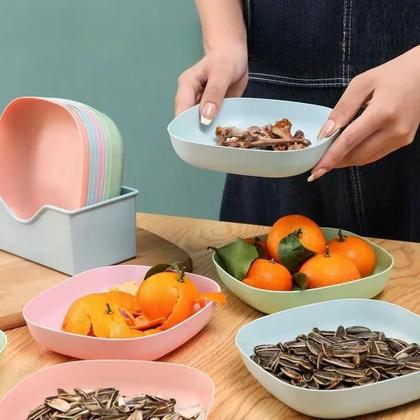 Imagem de Conjunto De 10 Pratos Multifuncionais Reutilizáveis Para Frutas E Sobremesas, Laváveis, Com Base