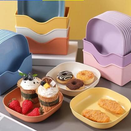 Imagem de Conjunto De 10 Pratos Multifuncionais Reutilizáveis Para Frutas E Sobremesas, Laváveis, Com Base