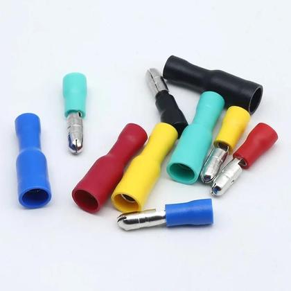 Imagem de Conjunto De 100 Terminais De Fio Isolados Macho E Fêmea De Latão Para Conexão Rápida