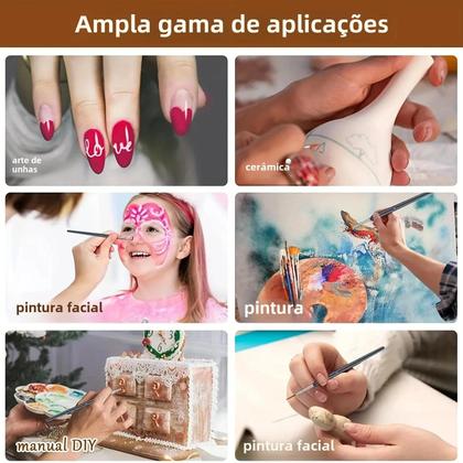 Imagem de Conjunto de 11 Pincéis Miniatura para Pintura Facial - Detalhes Finos