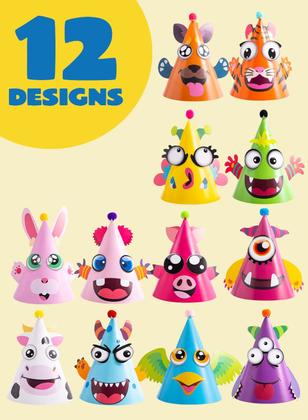 Imagem de Conjunto de 12 Chapéus de Festa JOYIN para Aniversário Infantil - com Adesivos
