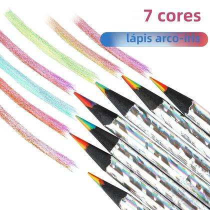 Imagem de Conjunto de 12 Lápis de Cor Gradiente Arco-Íris Kawaii - Ideal para Crianças