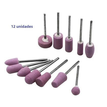 Imagem de Conjunto de 12 Mini Brocas para Unhas com Haste de 2,35mm - Para Polimento e Lixamento