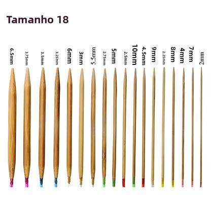 Imagem de Conjunto De 18 Agulhas De Tricô De Bambu 2mm-10mm Agulhas De Madeira Com Tubo Plástico Colorido Para