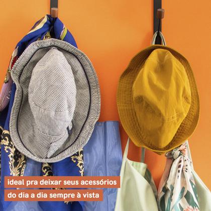 Imagem de Conjunto de 2 Cabideiros Ferreiro com Gancho Para Porta Oikos PRETO ACÁCIA