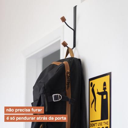 Imagem de Conjunto de 2 Cabideiros Ferreiro com Gancho Para Porta Oikos PRETO ACÁCIA