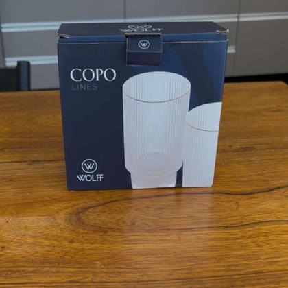 Imagem de Conjunto de 2 Copos Alto de Cristal com Fio de Ouro Lines 400ml - Wolff