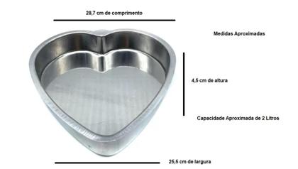 Imagem de Conjunto De 2 Forma De Coração Assadeira Em Alumínio Polido Grosso IG49 N 28 e 36 cm