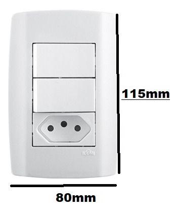 Imagem de Conjunto De 2 Interruptores Simples E 1 Tomada 20a 3 Pinos ILUMI SLIM