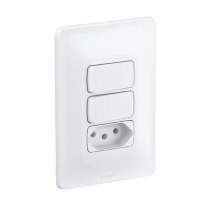 Imagem de Conjunto de 2 Interruptores Simples + Tomada 10A Branco Zeffia Pial