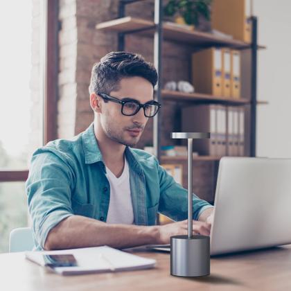Imagem de Conjunto de 2 lâmpadas de mesa LED sem fio TBBGA, cinza, 10" H, 5000mAh