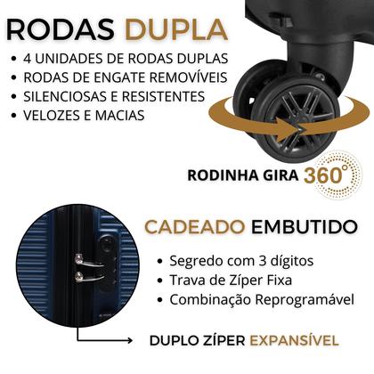 Imagem de Conjunto De 2 Malas Viagem Para Bordo De Fibra Rígida - Rodas 360 Anac 10kg