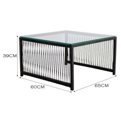 Imagem de Conjunto de 2 Poltronas em Fibra Sintética e Mesa de Centro Quadrada com Tampo de Vidro Santiago