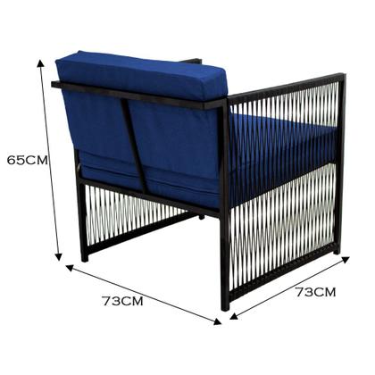 Imagem de Conjunto de 2 Poltronas em Fibra Sintética e Mesa de Centro Quadrada com Tampo de Vidro Santiago