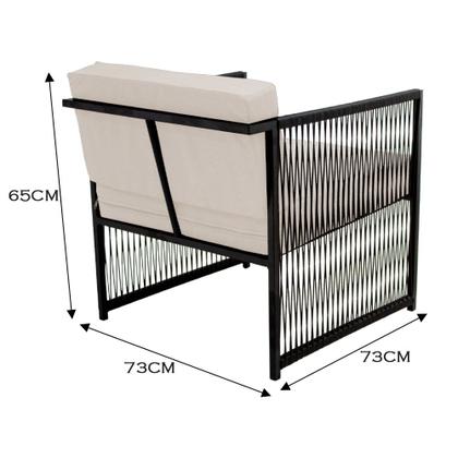 Imagem de Conjunto de 2 Poltronas em Fibra Sintética e Mesa de Centro Quadrada com Tampo de Vidro Santiago