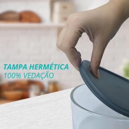 Imagem de Conjunto De 2 Pote Vidro Bowl Redondo Com Tampa Hermética Marmita Fit 230ml