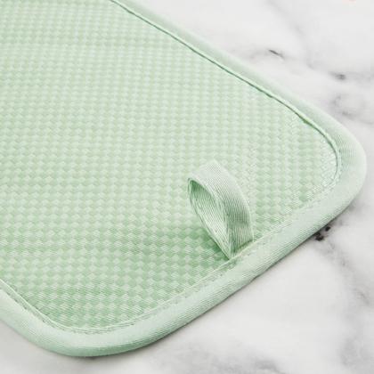 Imagem de Conjunto de 2 suportes para panelas KitchenAid Gingham Pistachio, 18 x 25 cm