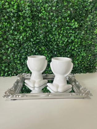 Imagem de Conjunto de 2 Vasos em Porcelana Para Planta 11,3x10cm Decoração de Ambiente