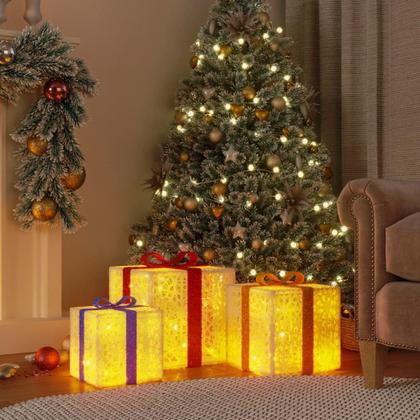 Imagem de Conjunto de 3 caixas de Natal iluminadas vidaXL com 64 LEDs
