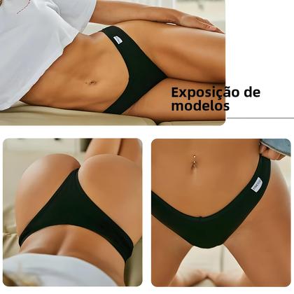 Imagem de Conjunto de 3 Calcinhas de Algodão Femininas - Cintura Baixa, Estilo Brasileiro e Sexy