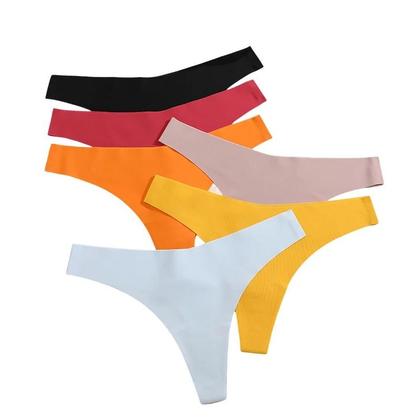 Imagem de Conjunto de 3 Calcinhas Lingerie Sexy Sem Costura - Cintura Baixa e Costas em T