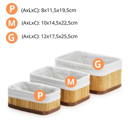 Imagem de Conjunto de 3 Cestos Organizadores Retangulares de Bambu Maxx