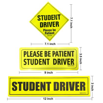 Imagem de Conjunto de 3 ímãs refletivos para motorista de estudante para carro - Yacoto