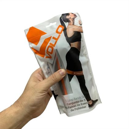 Imagem de Conjunto de 3 Mini Faixas de Exercício Em Poliéster Vollo VP1091 3 Níveis