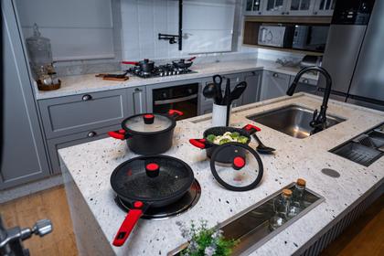 Imagem de Conjunto de 3 Panelas Antiaderentes Em Mármore Autêntico Chef