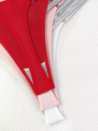 Imagem de Conjunto De 3 Peças De Lingerie Íntima Feminina Sexy E Confortável Com Cintos Brilhantes, Calcinhas