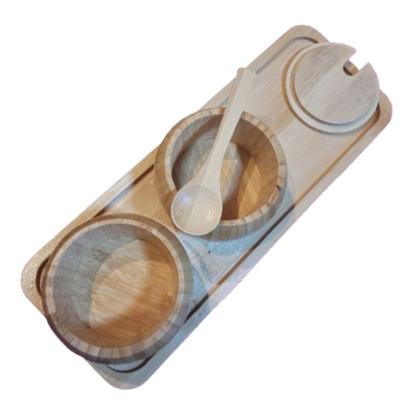 Imagem de Conjunto de 3 Potes de Bambu para Armazenamento Ecológico de Condimentos
