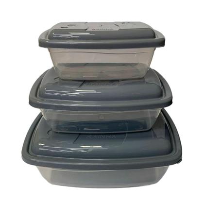 Imagem de Conjunto de 3 Potes Retangulares 1500ml, 700ml e 350ml -  Rainha