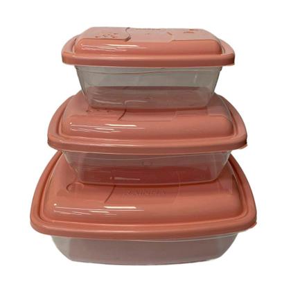 Imagem de Conjunto de 3 Potes Retangulares 1500ml, 700ml e 350ml -  Rainha