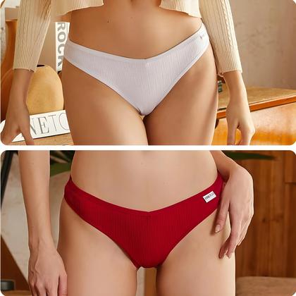 Imagem de Conjunto de 3 Tangas de Algodão Femininas - Confortáveis, Cintura Baixa e Estilo Waffle